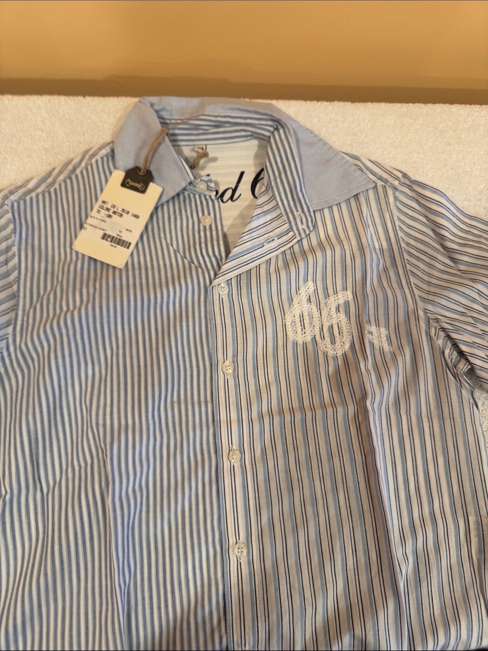 Children's Light Blue & White Striped Button-Down Shirt